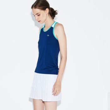 Lacoste SPORT Stretch Jersey Racerback Tennis Tank Top - Tričko Dámské Tmavě Blankyt Blankyt / Bílé